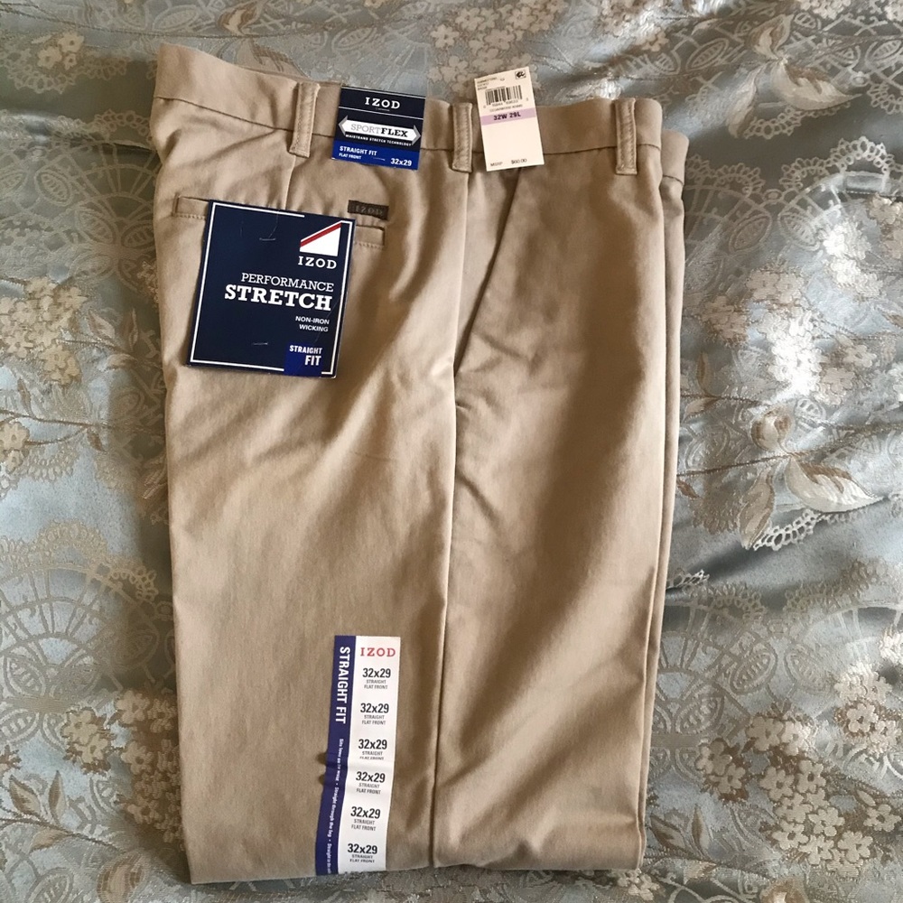 IZOD khakis, flat front, stretch